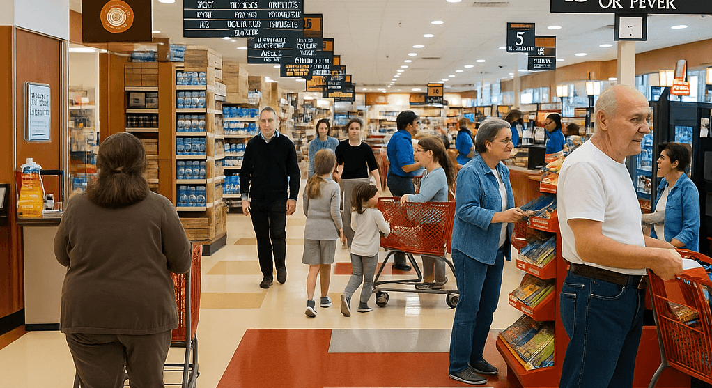 Supermarket Shopping on a Busy Day
